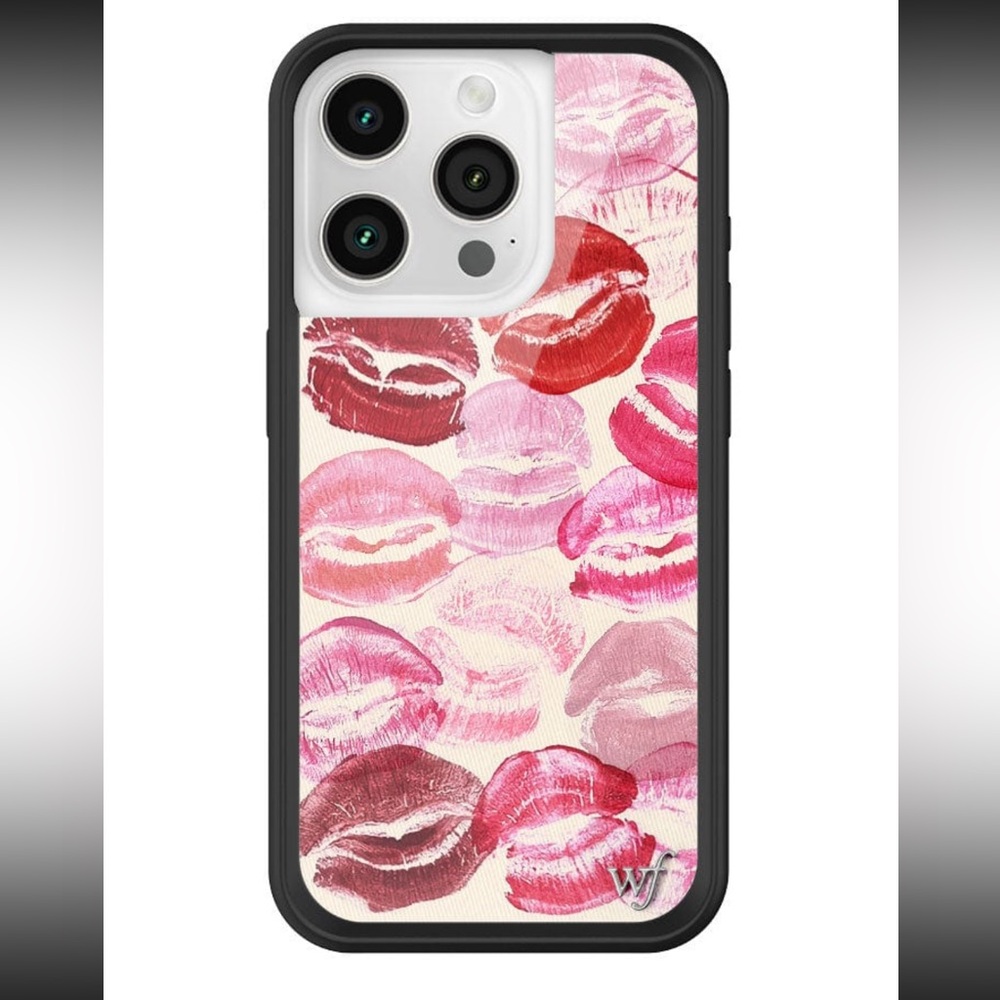 Stylish Lip Print Phone Case - Black and Pink